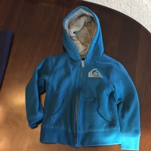 Quicksilver zip up fleece lined hoodie sweatshirt